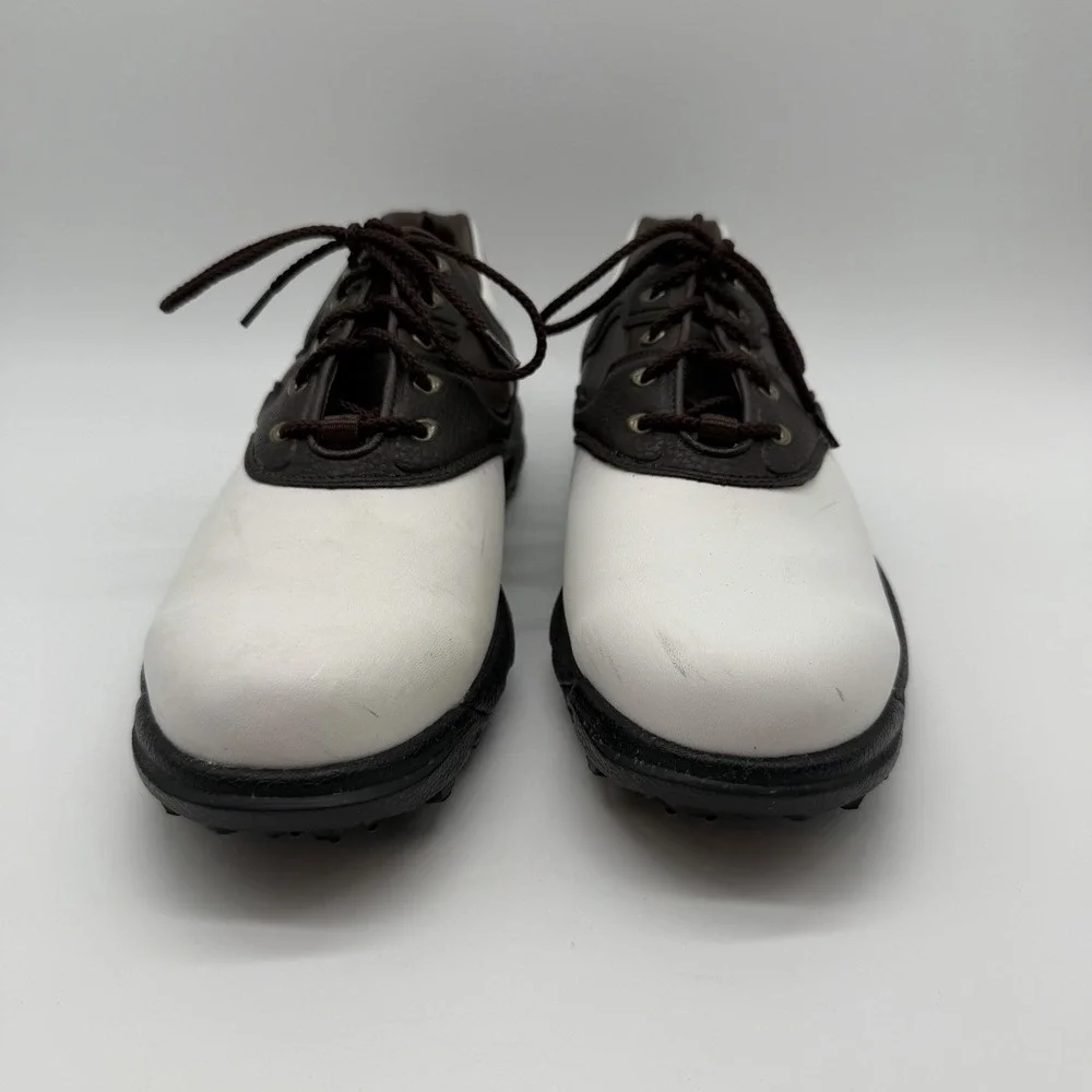 FootJoy Shoes Men's 10M Golf Brown White GreenJoys Saddle Oxford SoftSpikes